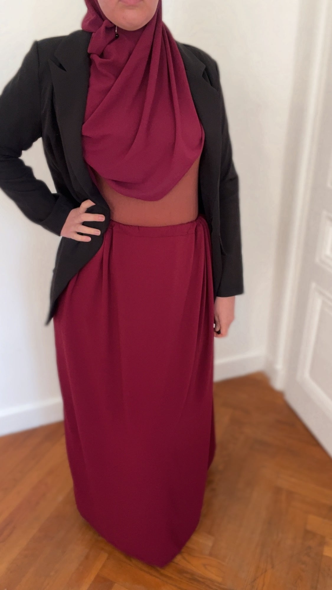 Pré Commande -Jupe Siena - Jupe à lien ajustable en crêpe bordeaux  - Made in France