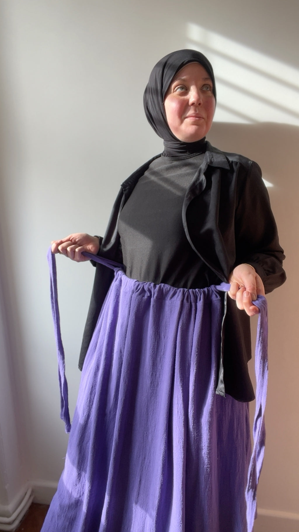 Jupe longue violet Améthyste – gaze de coton, portable à vie