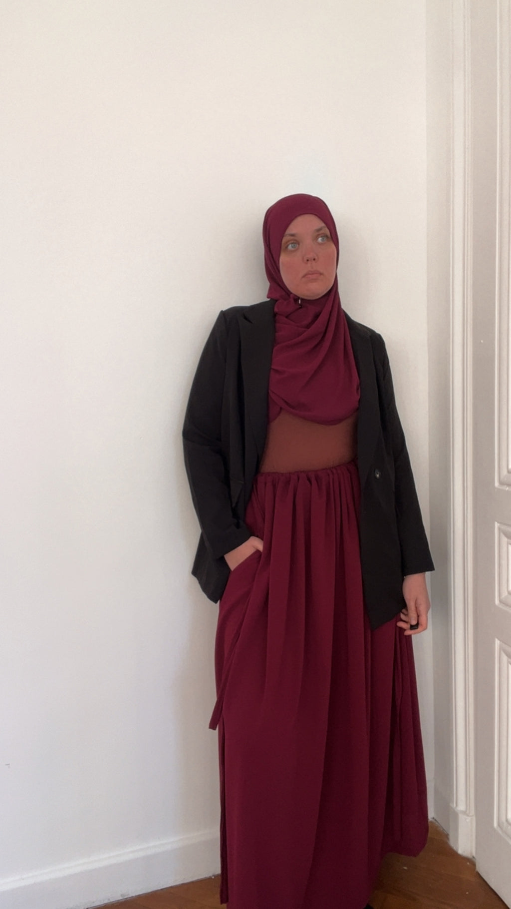 Pré Commande -Jupe Siena - Jupe à lien ajustable en crêpe bordeaux  - Made in France