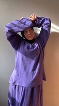 Haut Améthyste en gaze de coton – violet, manches longues, ample