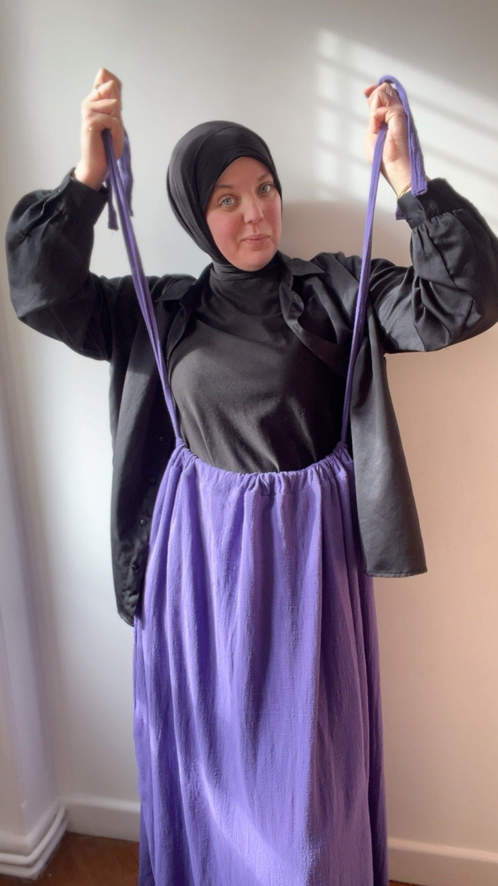 Jupe longue violet Améthyste – gaze de coton, portable à vie