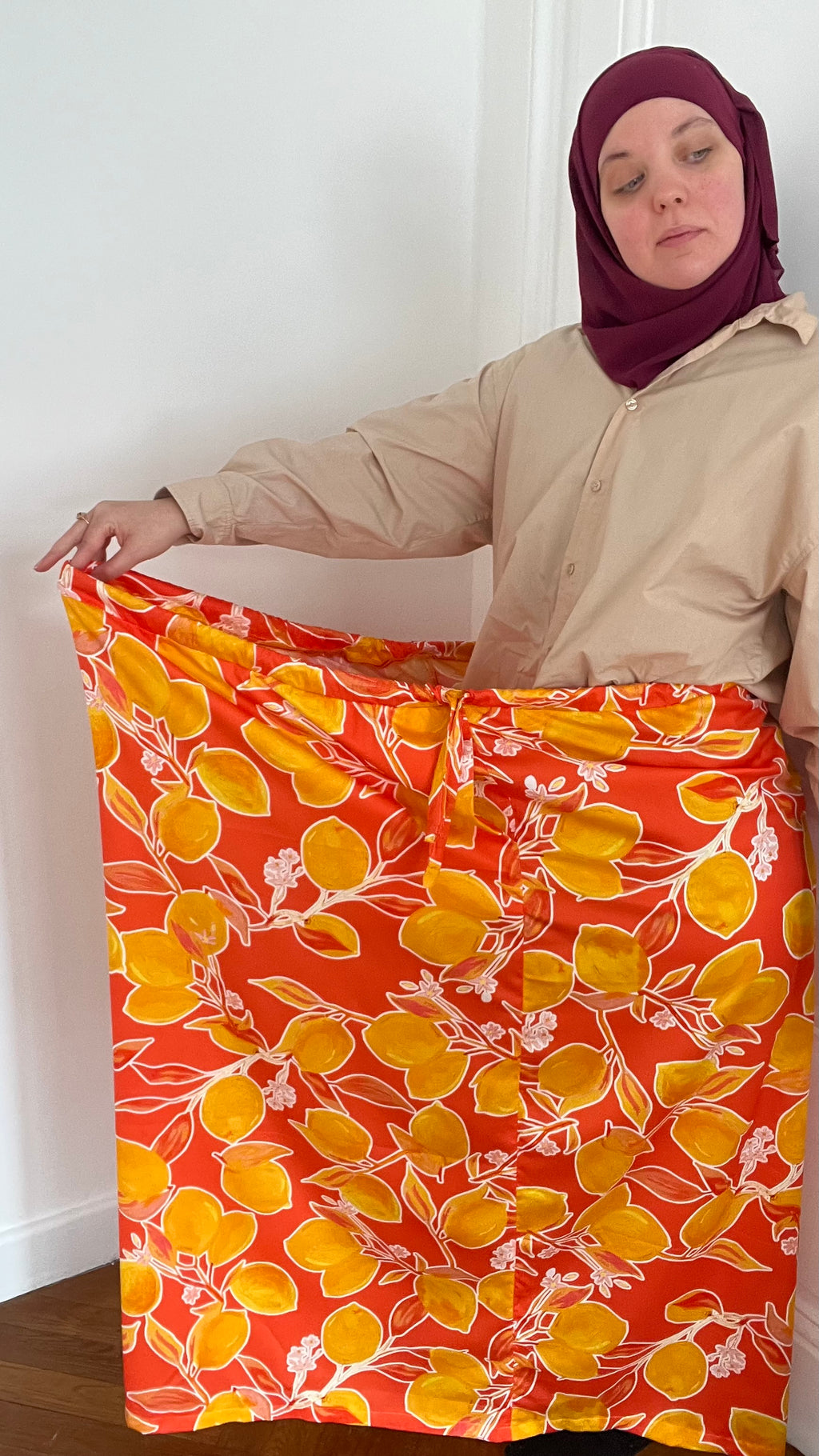 Jupe Amalfi - Jupe à lien ajustable en coton imprimé citron - Made in France