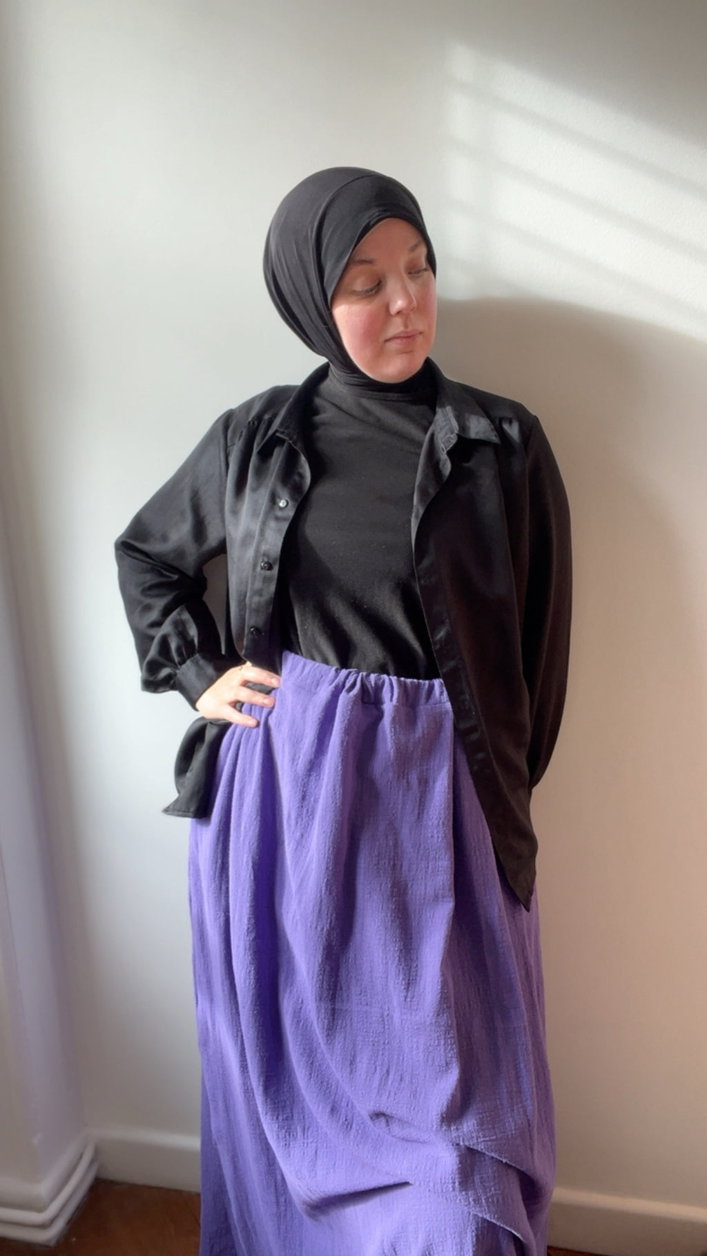 Jupe longue violet Améthyste – gaze de coton, portable à vie