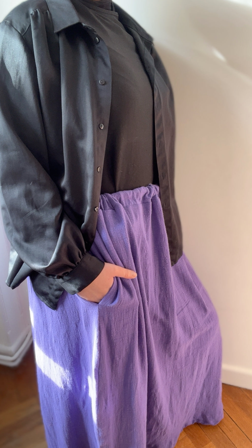 Jupe longue violet Améthyste – gaze de coton, portable à vie