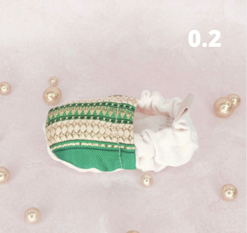 Chaussons bébé émeraude en tissu tunisien - Fait main