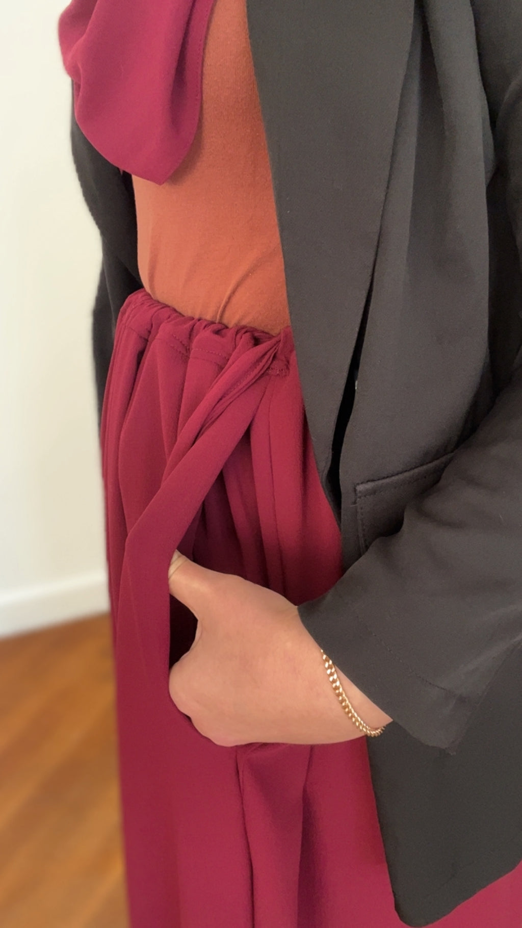 Pré Commande -Jupe Siena - Jupe à lien ajustable en crêpe bordeaux  - Made in France