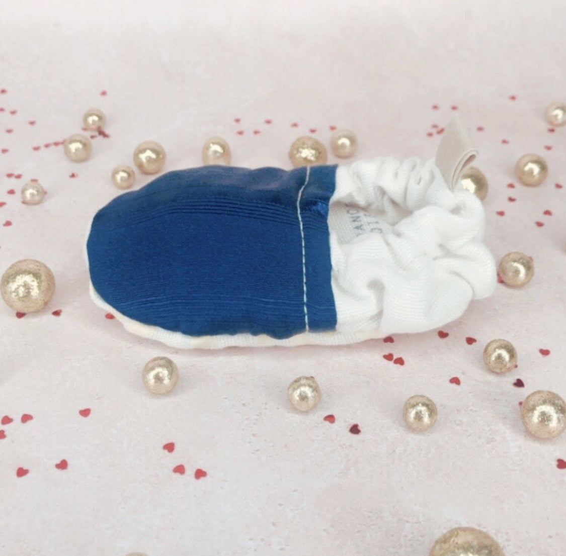 Chaussons bleu nuit en tissu tunisien - Fait main