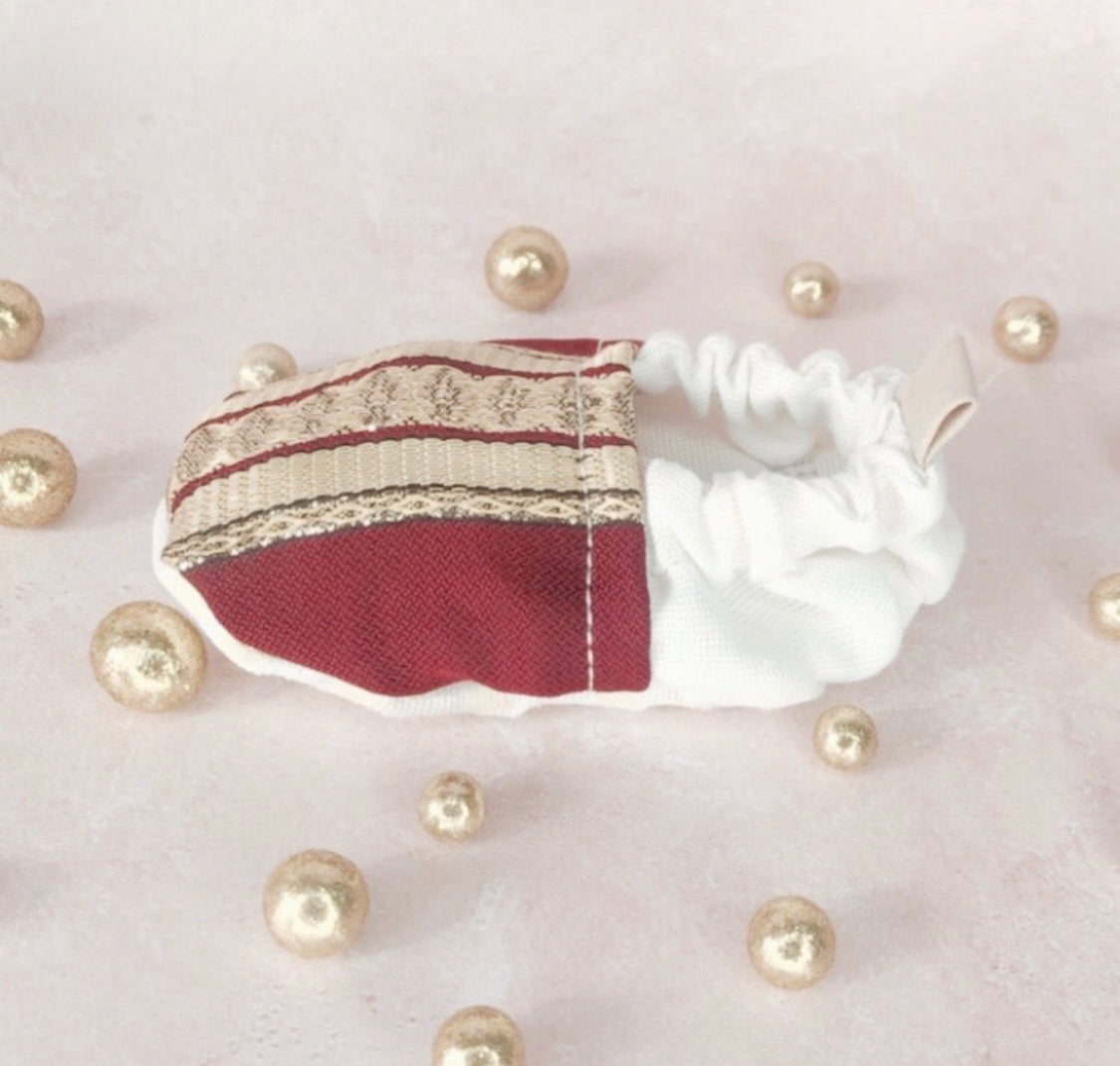 Chaussons bébé rouge version 1 en tissu tunisien - Fait main