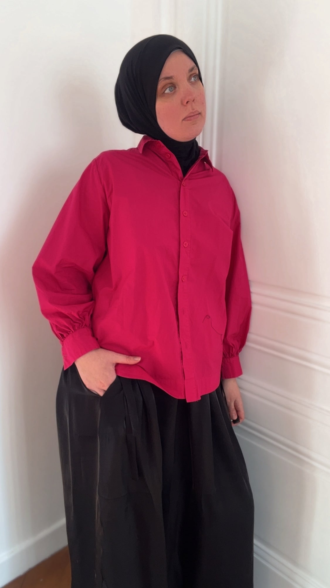 Jupe Nocta - Jupe à liens ajustables Satin Polyviscose Noire- Made in France