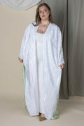 Kimono modeste bicolore en tissu Djerbien, coupe farasha ample, fluide, made in France.